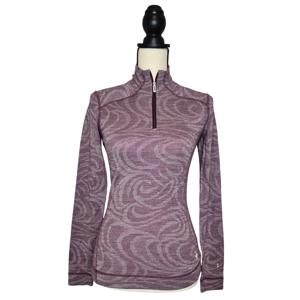 Smartwool Merino 250 Baselayer Pattern Womens Half Zip Top Sangria Snow Swirl S